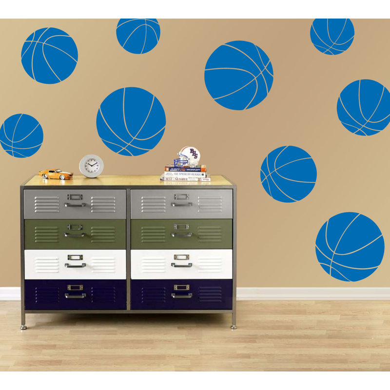 Décalcomanie murale baskets, Bleu azur, H 40 po x l 40 po x P 0,01 po