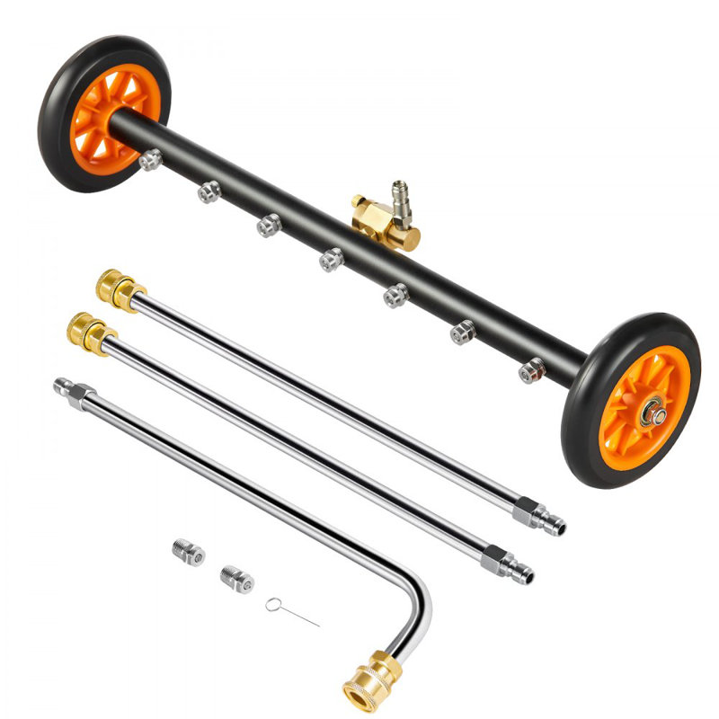 24" Pressure Washer Undercarriage Cleaner with 2 Wheels 2 Extended Wands