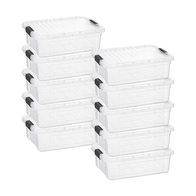  Boîtes de rangement transparentes avec couvercles, contenants en plastique sans BPA de 7,4 pintes, bacs de rangement, caisses empilables, bacs de rangement pour la maison, le bureau, l'école et le dortoir, paquet de 10
