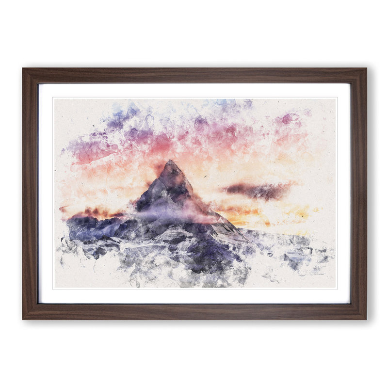 Matterhorn Mountain in Zermatt - Picture Frame Painting Print, 36cm H x 48cm W x 2cm D, Walnut Framed