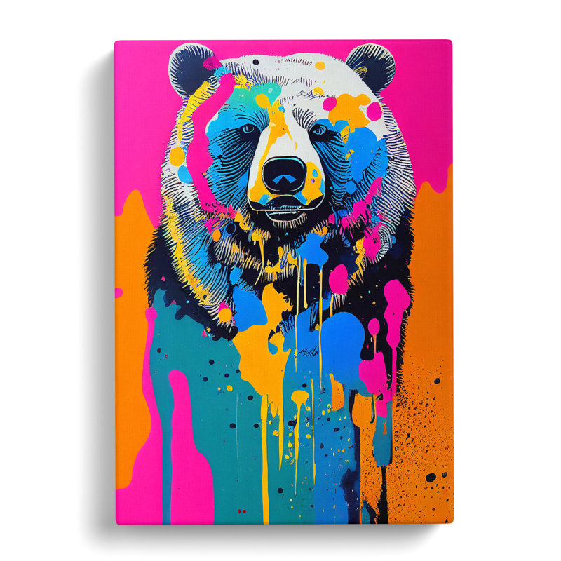 Dripping Paint Bear No.1 - Wrapped Canvas, 76cm H x 50cm W