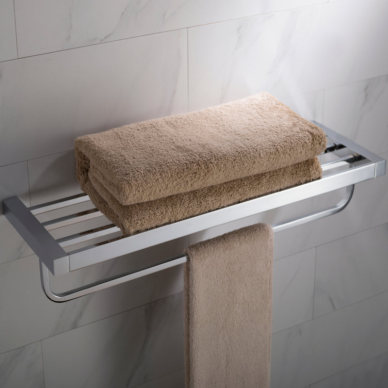 Stelios Accent Shelf with Towel Bar, Chrome