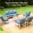 Vintage Wicker Outdoor Patio Furniture Set with Blue Cushions & Coffee Table