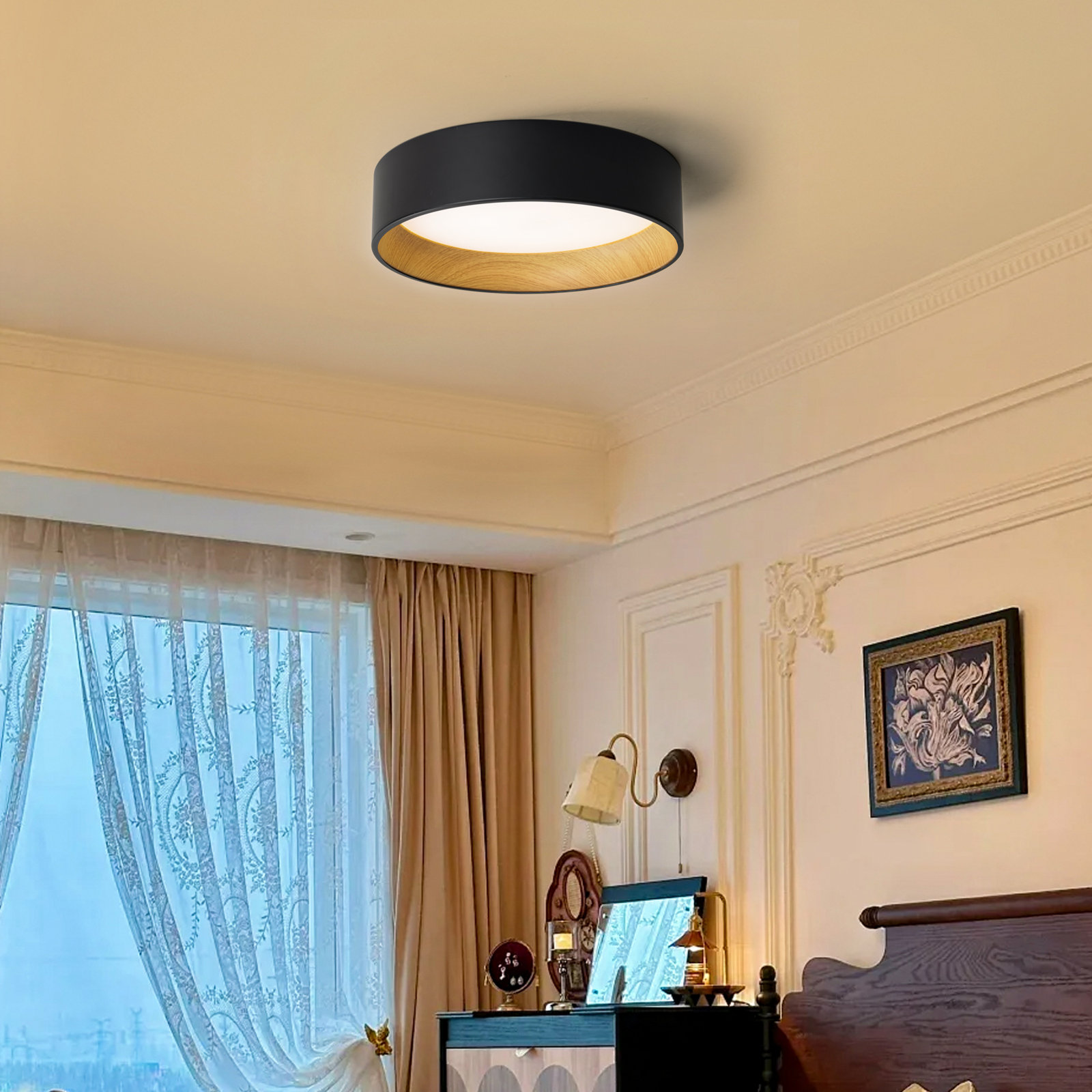 Bodine Single Light Flush Mount, 3.75" H x 16" W x 16" D, Natural