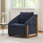 Fauteuil moderne en tissu de chenille, assise rembourrée et structure en bois - cadre de fauteuil bleu, confortable pour le salon-985760110