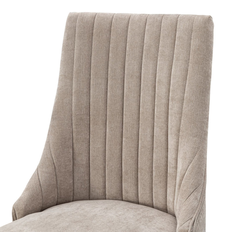 Chaises de salle à manger rembourrées en rayonne et en bois massif, Beige