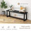 Banc de salle à manger réglable en bois noir avec structure en métal - plateau en bois d'acacia, L 56,5 po x l 16,5 po x H 18 po, peut supporter jusqu'à 440 lb