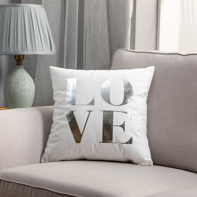 Gold&Silver Foil Print Throw Pillow, Silver, Pillow Cover Only - No Insert