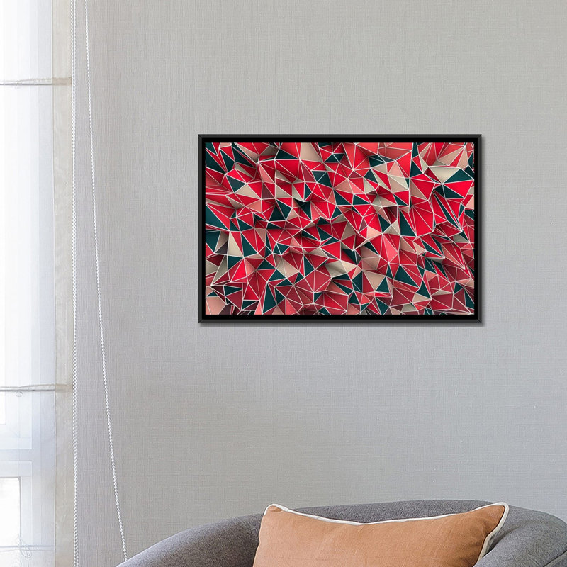 «Kaos Red», impression sur toile, H 40 po x l 60 po x P 1,5 po, Toile encadrée noire, Pas de tapis