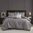 Luxury Polyester King Bedding Set, Grey Jacquard, Modern Elegance For Home