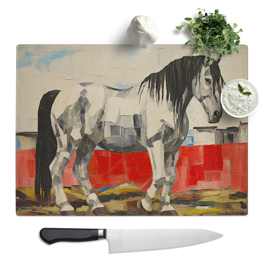 Shire Horse Dadaism  Glass Chopping Board