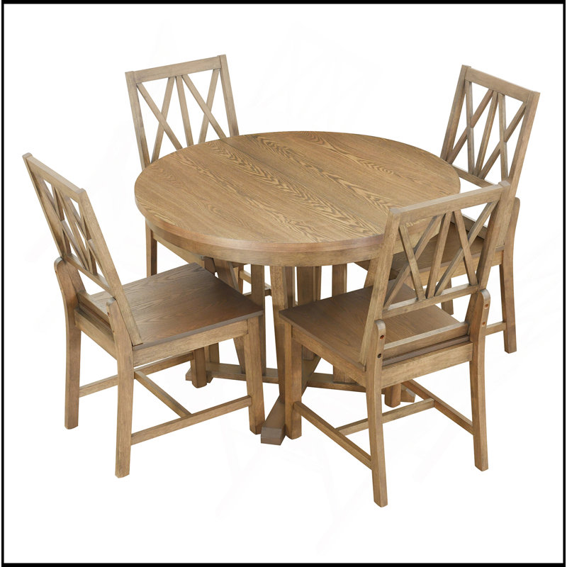 Ensemble de table de salle à manger extensible 5 pièces Rustic