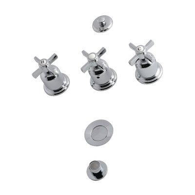 Kingston Brass Millennium Three-Handle Vertical Spray Bidet Faucet with Brass Pop-Up