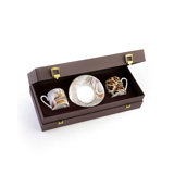 Coffee Cup & Saucer AFRICA ZIMBABWE AND DJERBA Set of 2 in Luxury Box diam. 2.3in, H 2.5in, Cap. 4 oz, Saucer diam. 4.75in