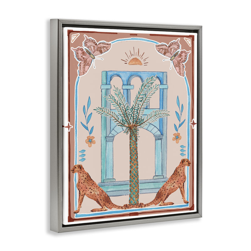 Art mural sur toile, "Traditional tropical architecture" par Melissa Wang, Cadre flottant gris lustré, H 31 po x l 25 po