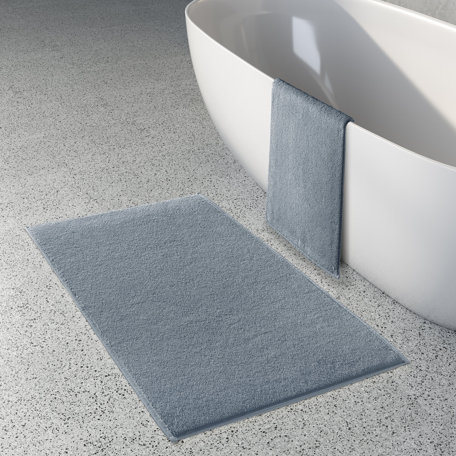 Lisbon Cotton Bath Mat, 24" W x 40" L, Steel Blue