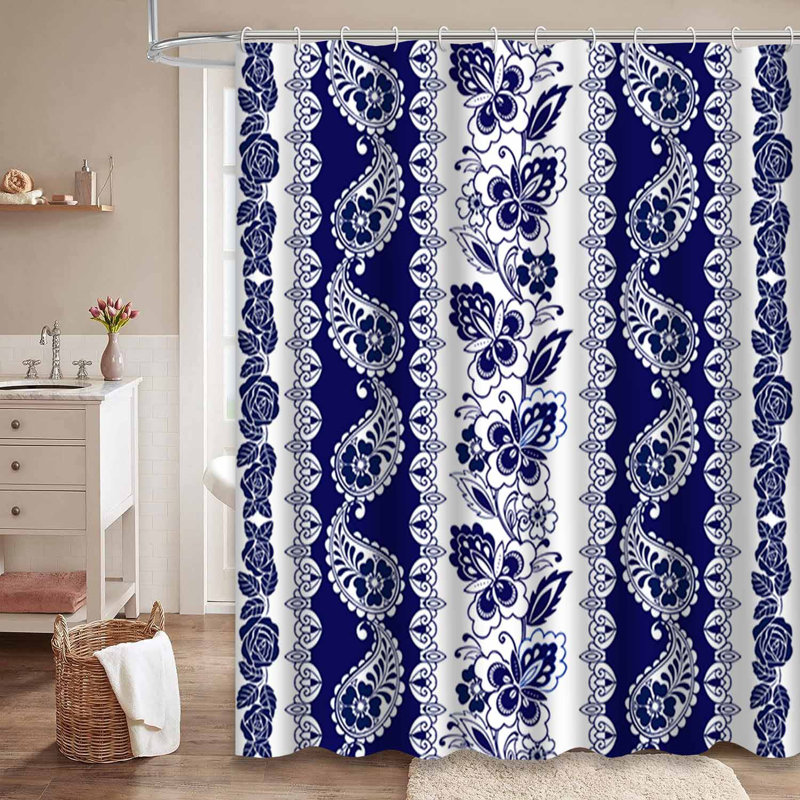Rideau de douche avec 12 crochets, L 72 po x l 78 po