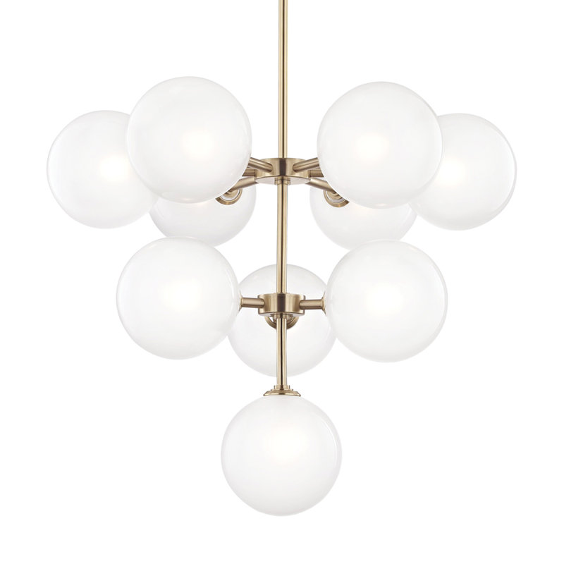 Salonko 10 - Light Tiered Chandelier, Aged Brass
