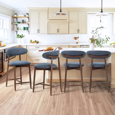 Upholstered 25'' Counter Stool with Solid Wood Frame