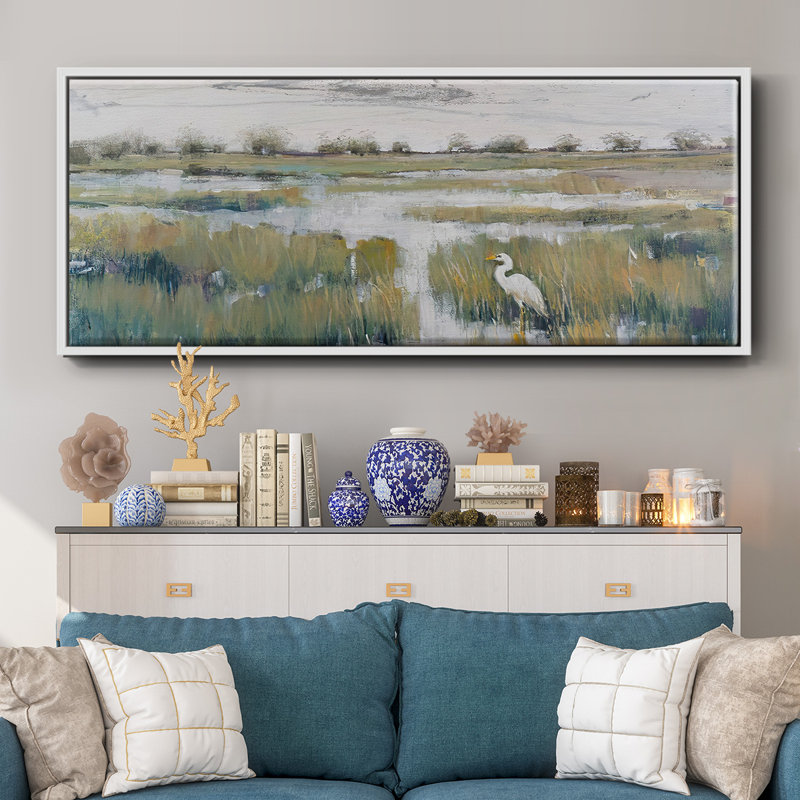 Marshland View VI - Framed Canvas, 20" H x 50" W