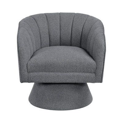 Comfortable Modern Swivel Accent Chair In Beige Boucle Fabric, Plywood Construction And 300Lbs Weight Upholstered With Solid Wood Frame, 360 - Degree Rotation Seating