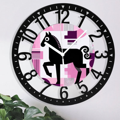 Horloge murale ronde en fer 10 po avec mouvement à quartz silencieux, chiffres arabes, impression UV