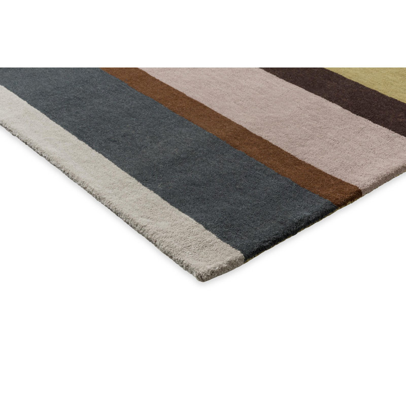 Handmade Wool Striped Area Rug, Rectangle 6'7" x 9'2"