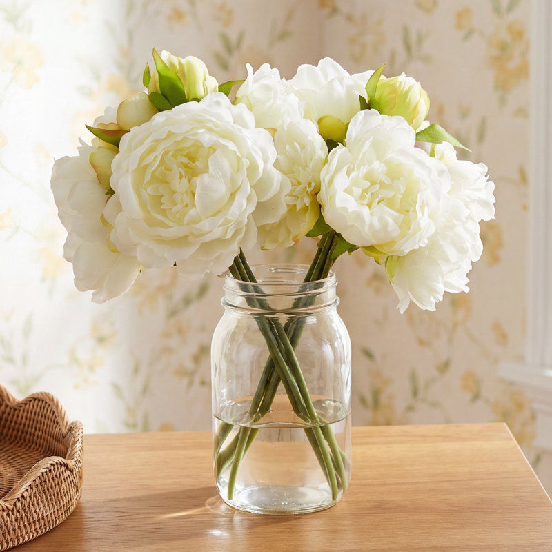 Tiges de pivoines, Blanc