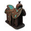 Figurine décorative de selle western, centre de table, similicuir travaillé, accents turquoise, 33 cm (L)