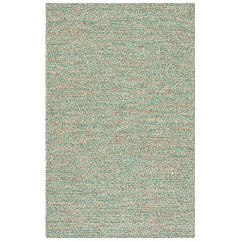 Jarico Natural Fiber Hand Loomed Wool/Jute Rug in Green/Natural, Rectangle 4' x 6'