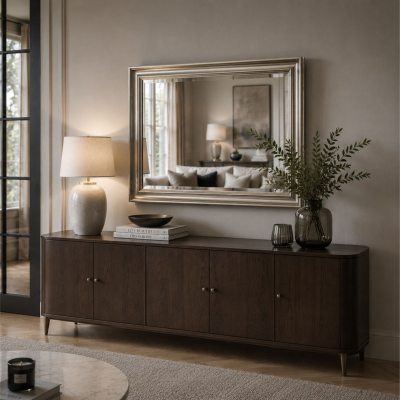 Burke High Density Resin Wall Mirror, Silver, 130.5cm H x 107.5cm W