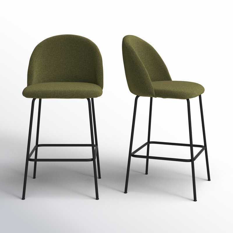 Ballance 25'' Upholstered Low Back Counter Stool, Green Basketweave