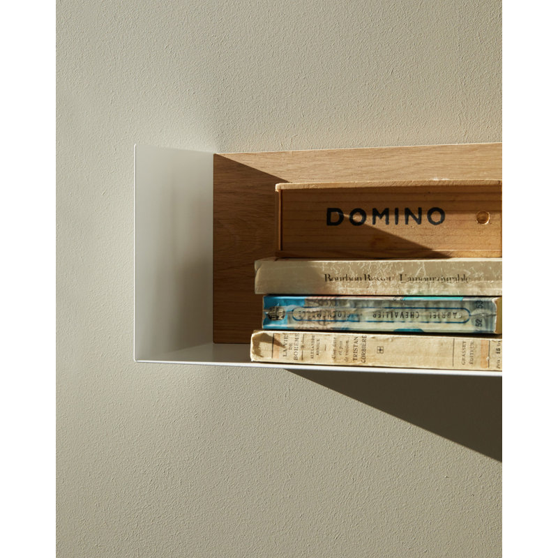 U Oak Solid Wood Accent Shelf, White, 5.9" H x 27.6" W x 5.9" D
