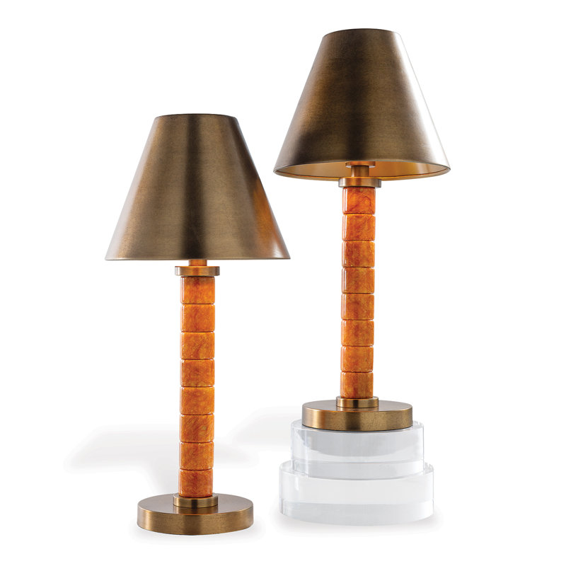 Jade Garden Accent Lamp, Amber/Aged Brass