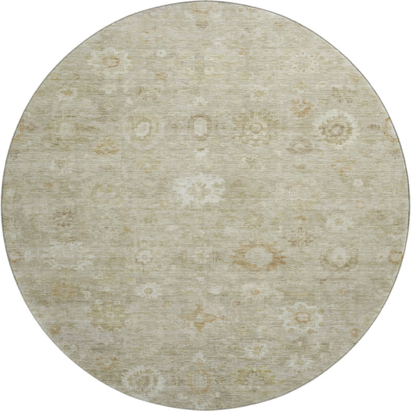 Premium Machine Washable Verlin AMF1770 Damask Rug, Round 8'