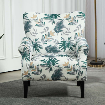 Fauteuil à oreilles Mid-Century moderne avec dossier haut et pieds en bois robustes