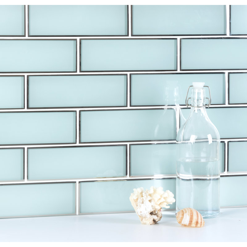 Artista 3" x 9" Glass Subway Tile, Baby Blue