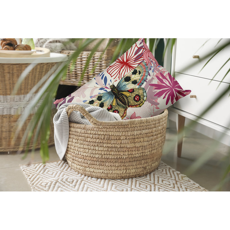 Coussin décoratif floral intérieur / extérieur en polyester, H 14 po x l 20 po, Rectangle