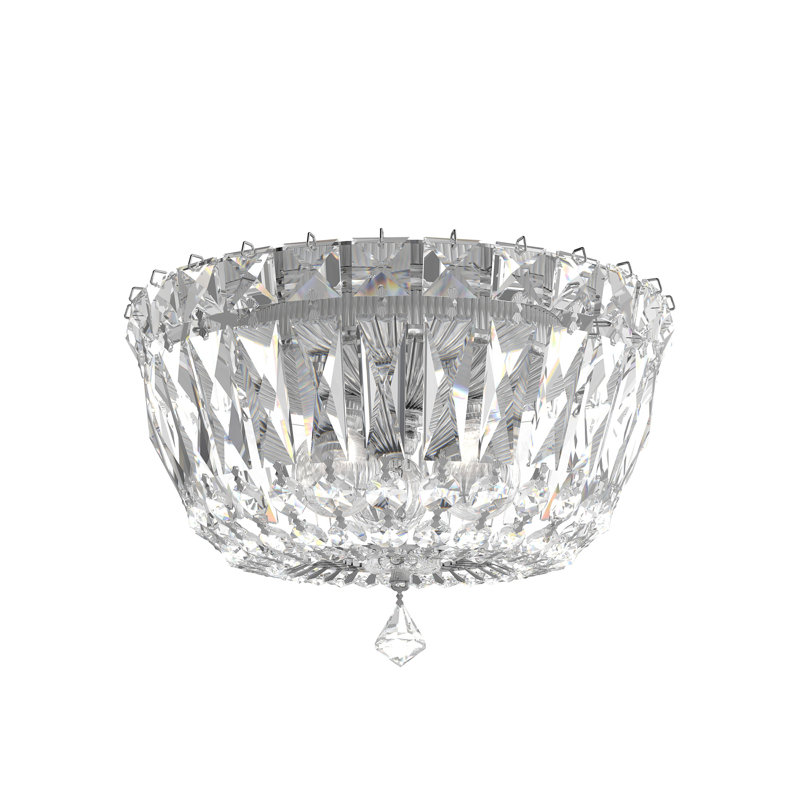Petit Crystal Deluxe 3 Light 8in x 6in Flush Mount in Polished Gold with Clear Radiance Crystals, Clear Optic, Polished Gold