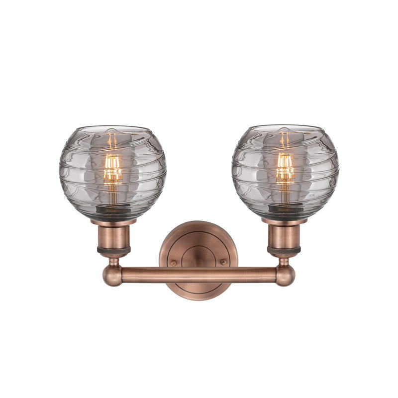 Éclairage pour meuble-lavabo 2 lumières 15 po Cambria, Gris fumée clair, Cuivre antique