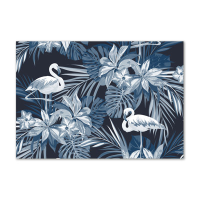 Flamingos And Plants - Wrapped Canvas Print
