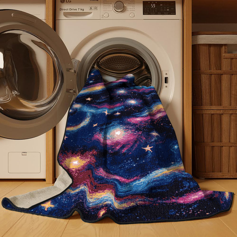 Tapis gris lavable à la machine, Rond 7 pi