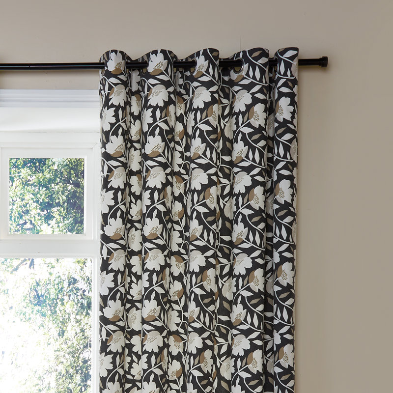 Luna Cotton Semi Sheer Curtain Pair, Width 117 x Drop 137 cm, Black