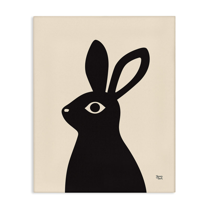 "Lapin noir sur toile" par Jessica Beck, H 20 po x l 16 po
