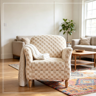 Fauteuil d'appoint rembourré avec pieds en bois