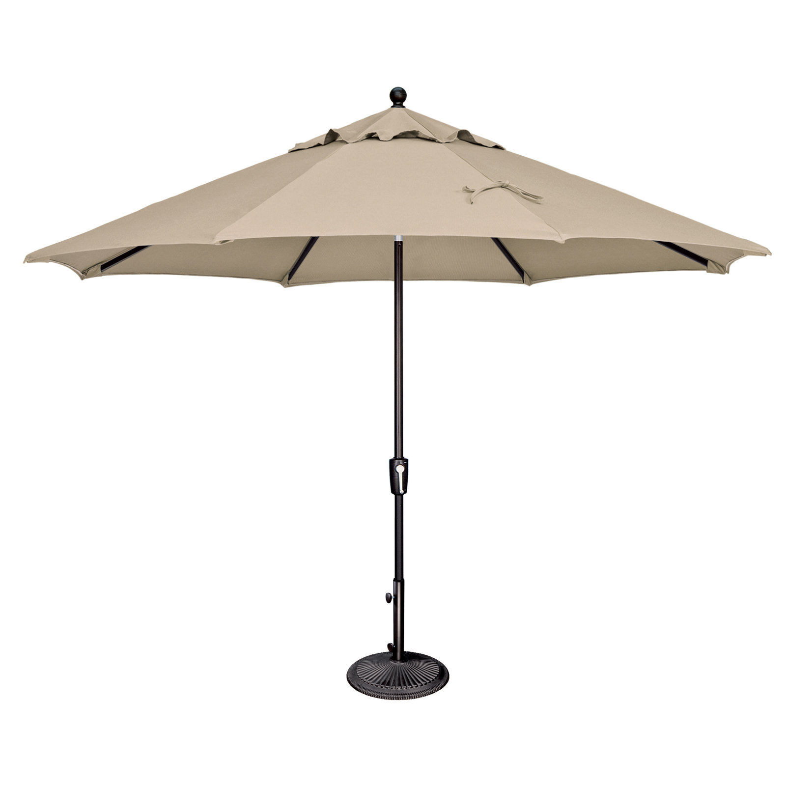 Launceston 11' Umbrella, Antique Beige Sunbrella® Canvas, Canvas Black Sunbrella® Canvas
