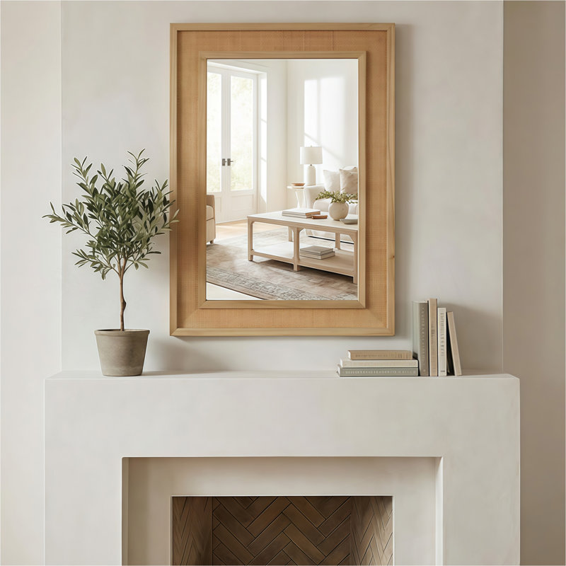 Miroir décoratif en rotin