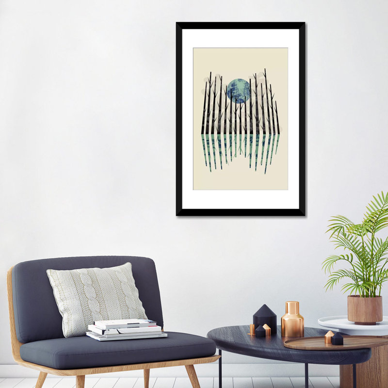 «Little Black Forest» par Flatowl, impression sur toile, Papier d'art encadré noir, Blanc, H 32 po x l 24 po x P 1 po