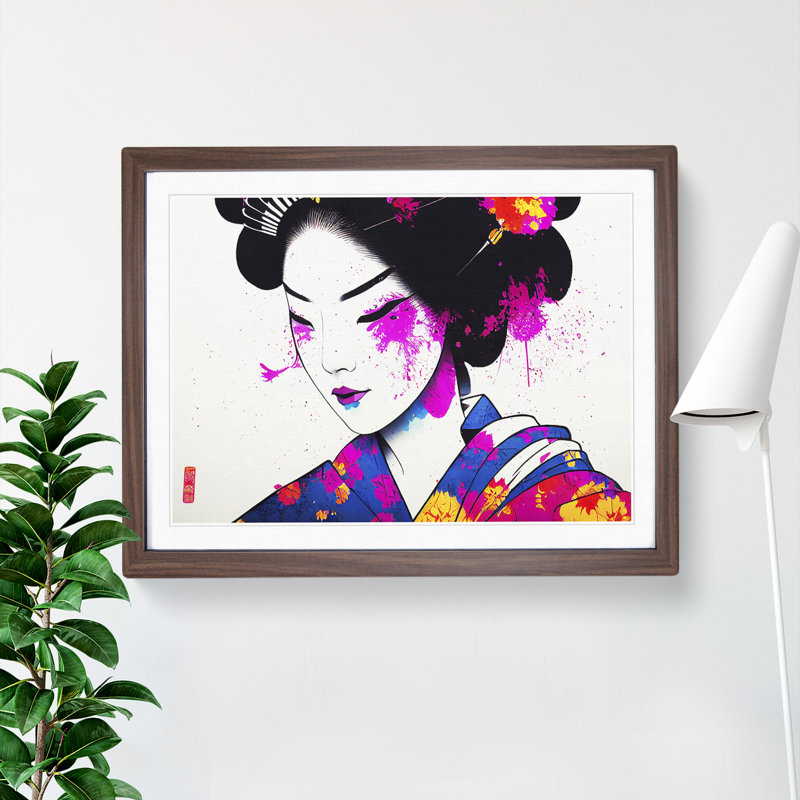 A Splashed Geisha Vol.2 Abstract - Single Picture Frame Print, 25cm H x 34cm W, Brown