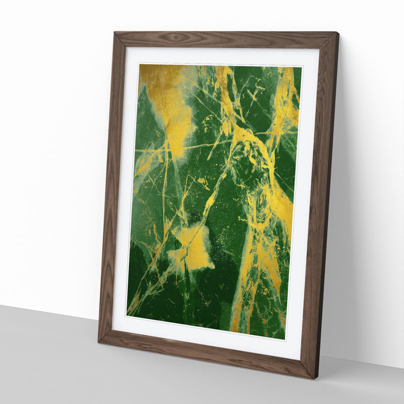 Golden Cracks - Picture Frame Painting, 90cm H x 65cm W x 2cm D, Walnut Framed